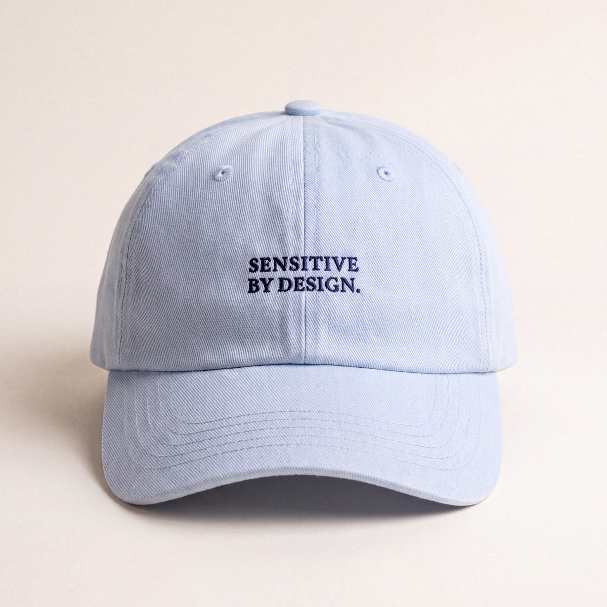 Light blue embroidered Department of Overthinking baseball cap front view