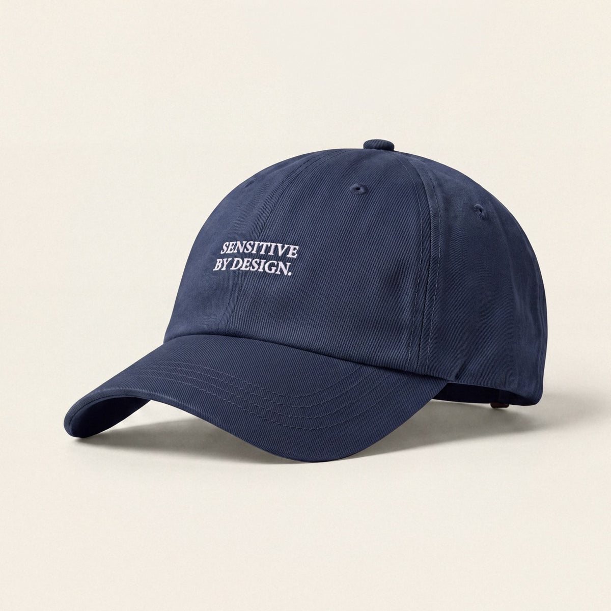 Navy Department of Overthinking embroidered baseball cap angled side view